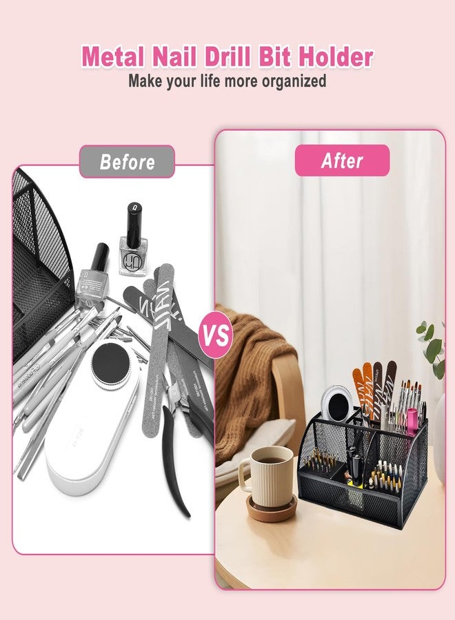 CGBE Nail Drill Bits Holder: 60 Holes Professional Drill Bit Holder for Nails - Mesh Metal Nail Tools Organizer Display Case - Nail Desk Organizer for Nail Tech - Black (Not Included Nail Drill) - Image 5